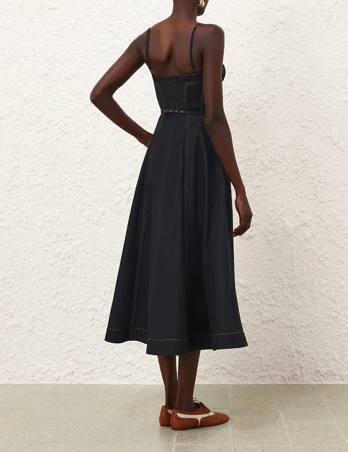 Women Zimmermann Clothing Crush Denim Corset Dress Night Sky