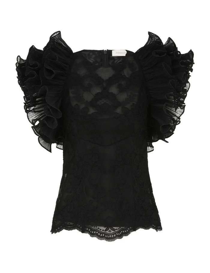 Women Zimmermann Clothing Crush Lace Frill Bodice Black