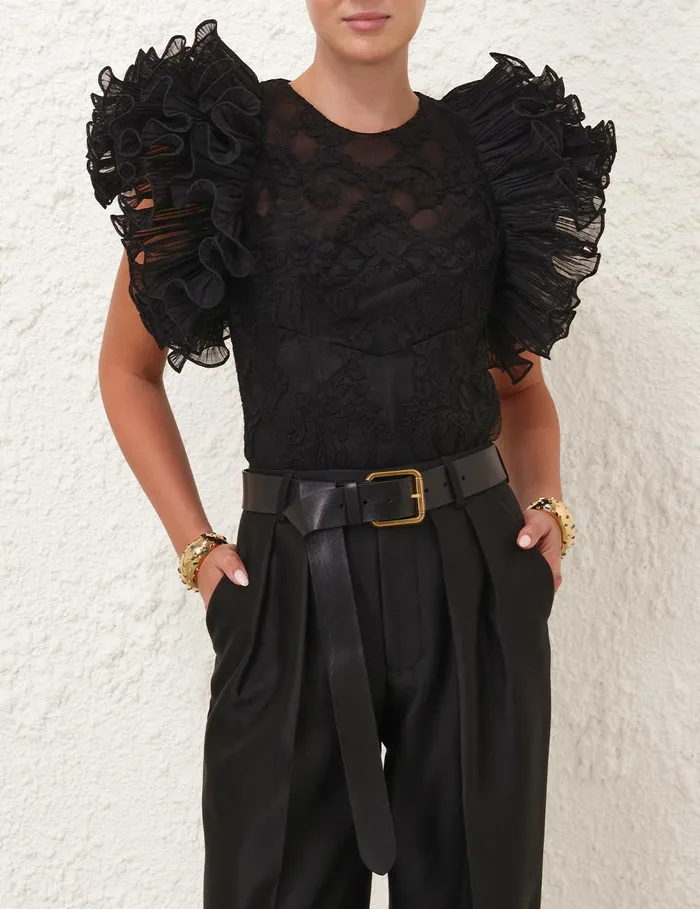 Women Zimmermann Clothing Crush Lace Frill Bodice Black