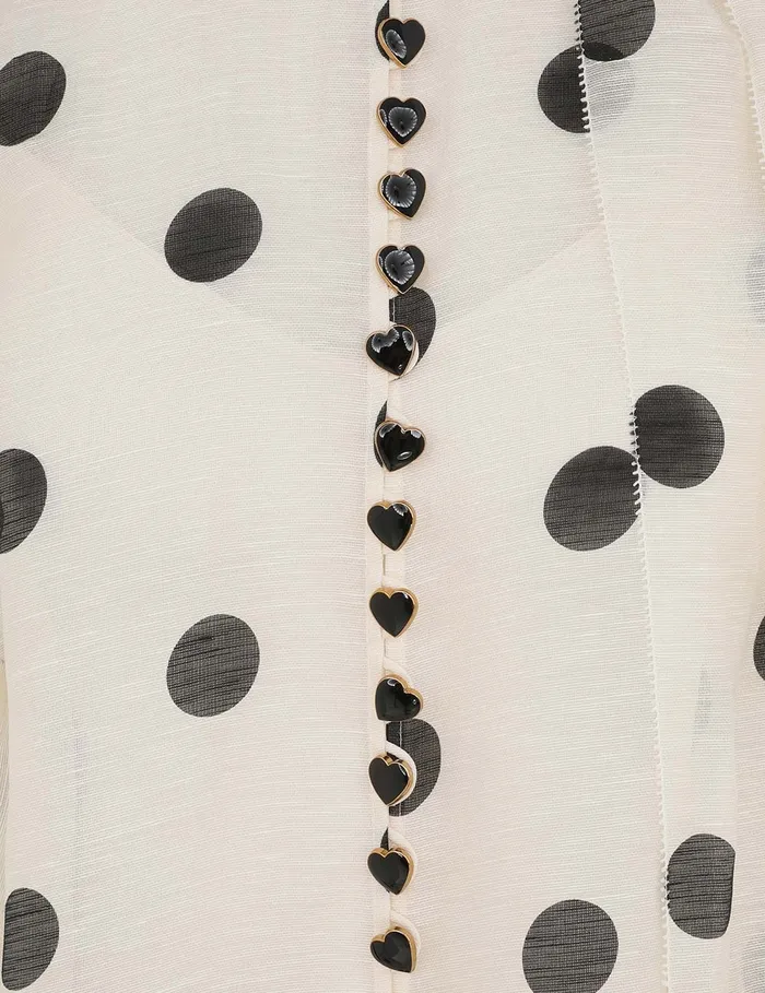 Women Zimmermann Clothing Crush Tie Neck Ruffle Blouse Creamblack Dot