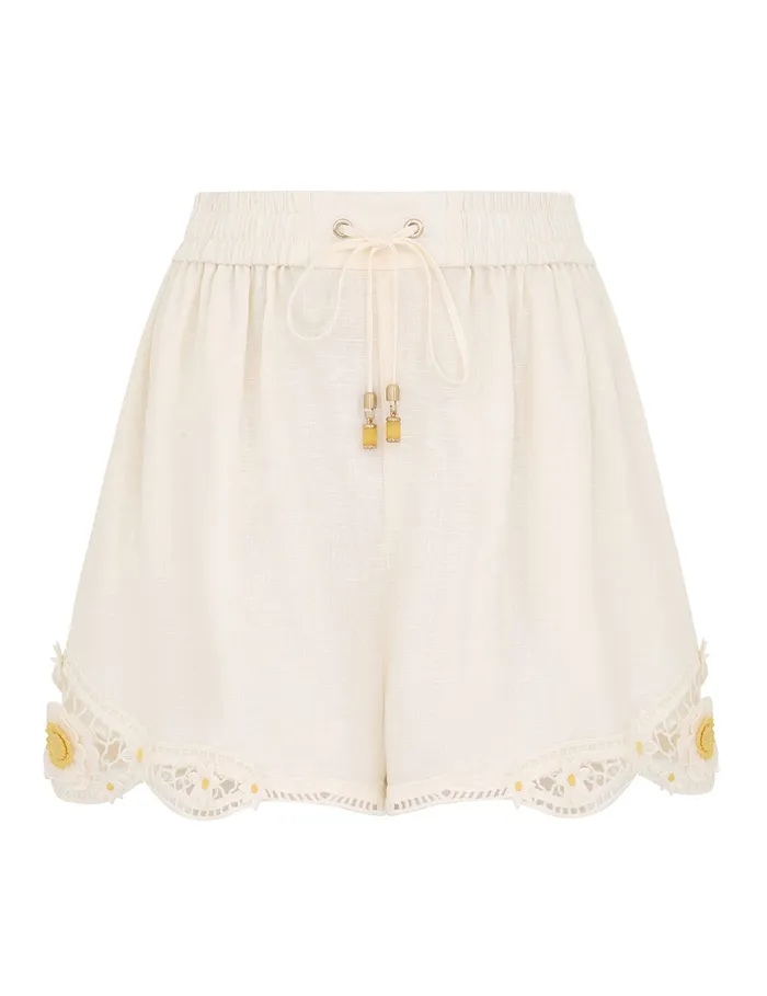 Women Zimmermann Clothing Everley Flower Trim Short Ivory
