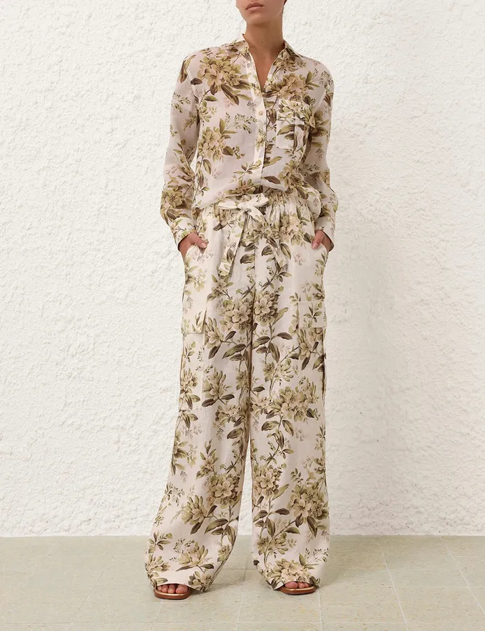 Women Zimmermann Clothing Golden Manstyle Shirt Sage Toile Floral