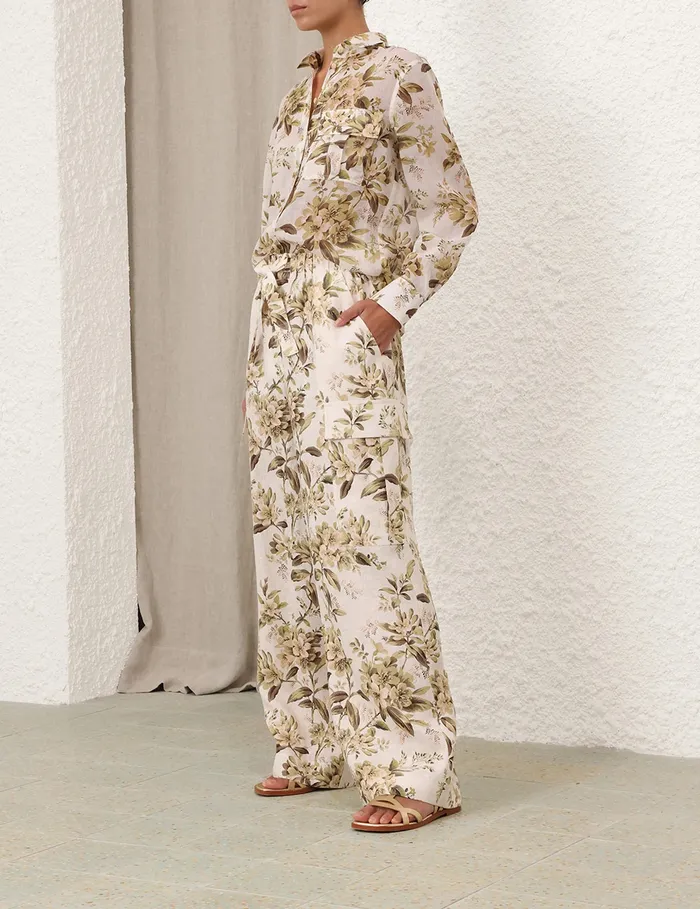 Women Zimmermann Clothing Golden Manstyle Shirt Sage Toile Floral