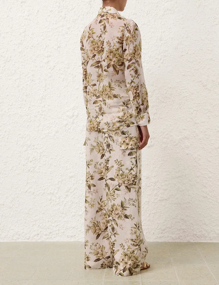 Women Zimmermann Clothing Golden Manstyle Shirt Sage Toile Floral