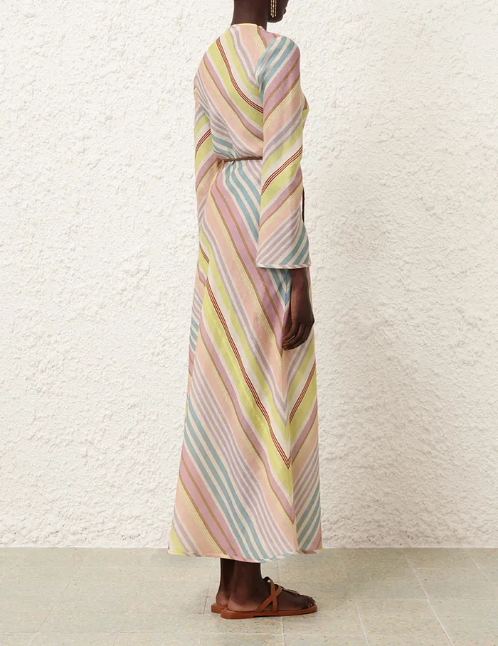 Women Zimmermann Clothing Halliday Bias Long Dress Multi Stripe