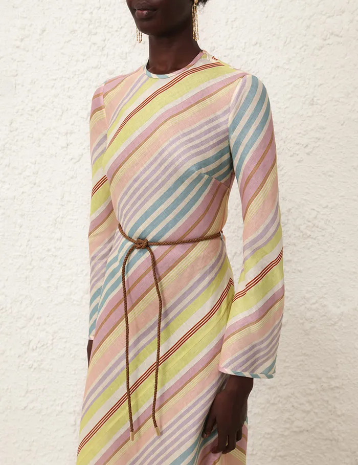 Women Zimmermann Clothing Halliday Bias Long Dress Multi Stripe