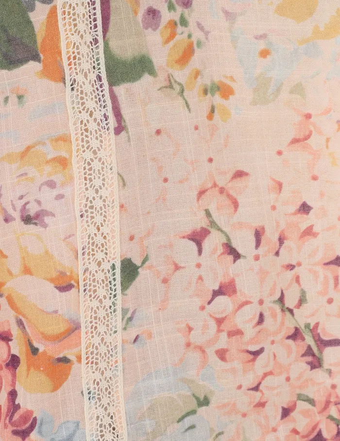 Women Zimmermann Clothing Halliday Lace Trim Shirt Multi Watercolour Floral
