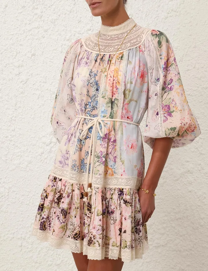Women Zimmermann Clothing Halliday Yoke Mini Dress Spliced