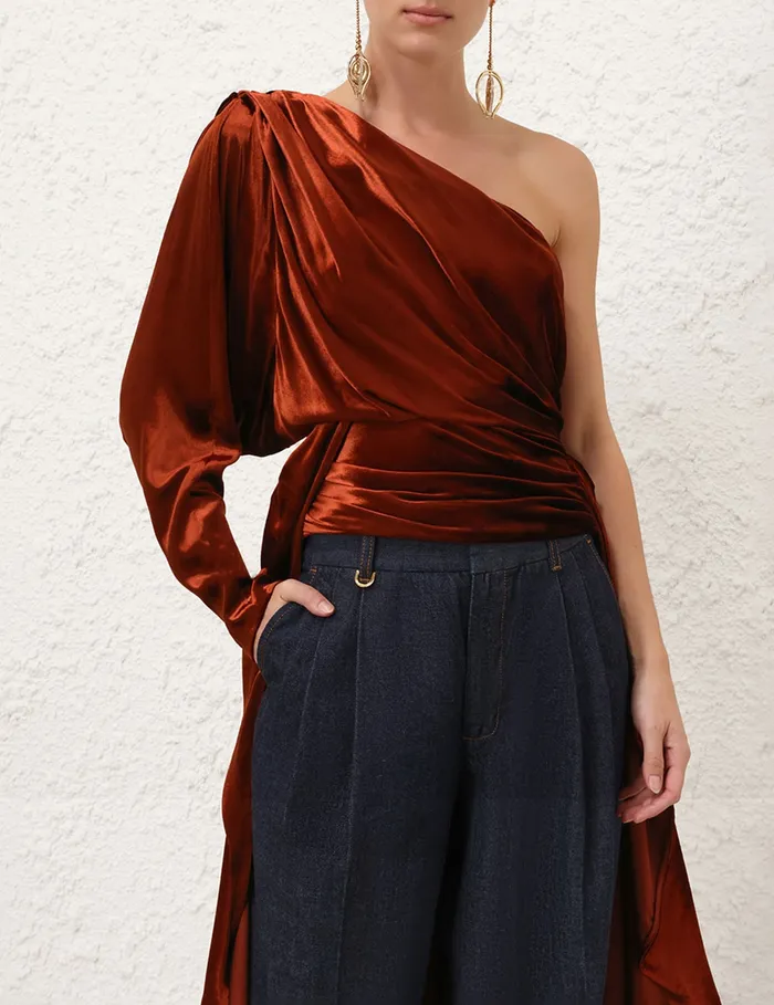 Women Zimmermann Clothing Illustration Asymmetric Top Rust