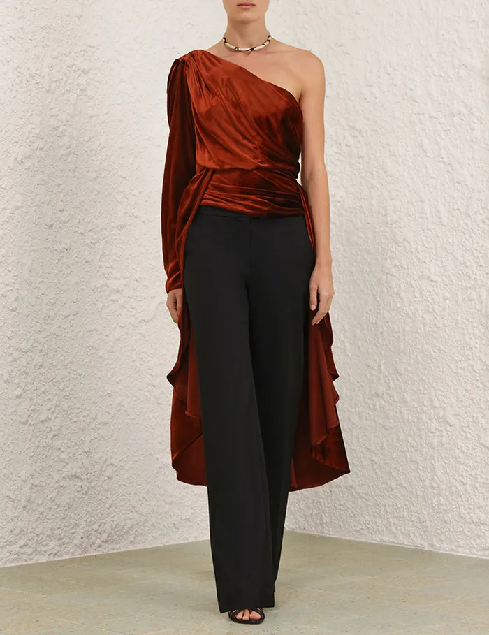 Women Zimmermann Clothing Illustration Asymmetric Top Rust
