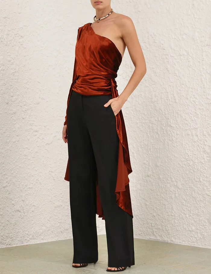 Women Zimmermann Clothing Illustration Asymmetric Top Rust