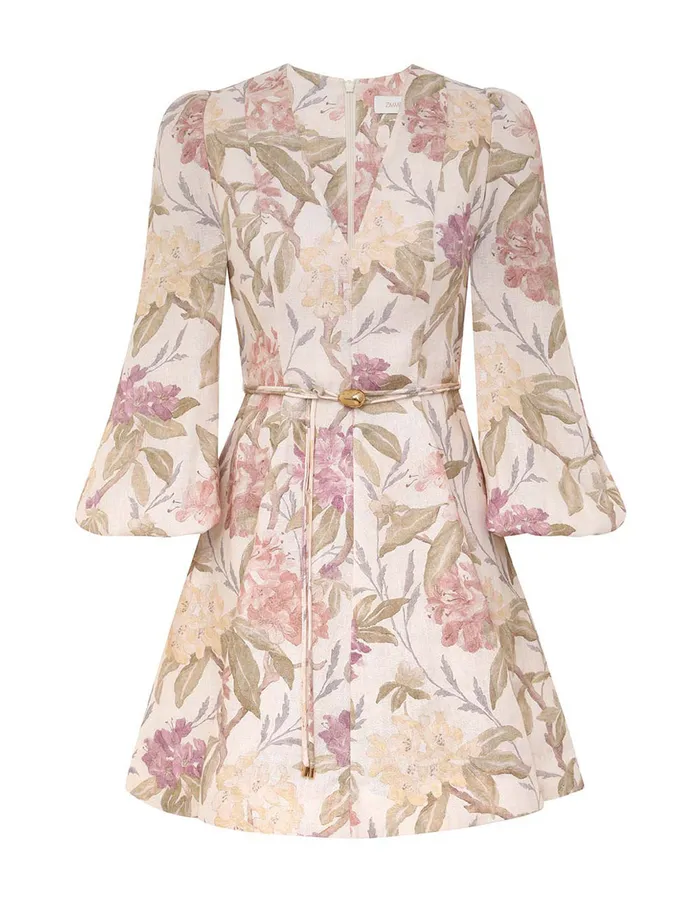 Women Zimmermann Clothing Illustration Belted Flip Dress Cream Inca Lily