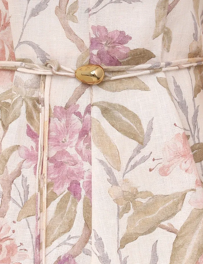 Women Zimmermann Clothing Illustration Belted Flip Dress Cream Inca Lily
