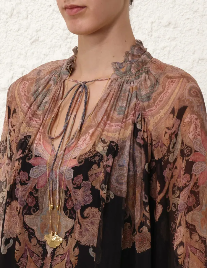 Women Zimmermann Clothing Illustration Billow Blouse Black Paisley