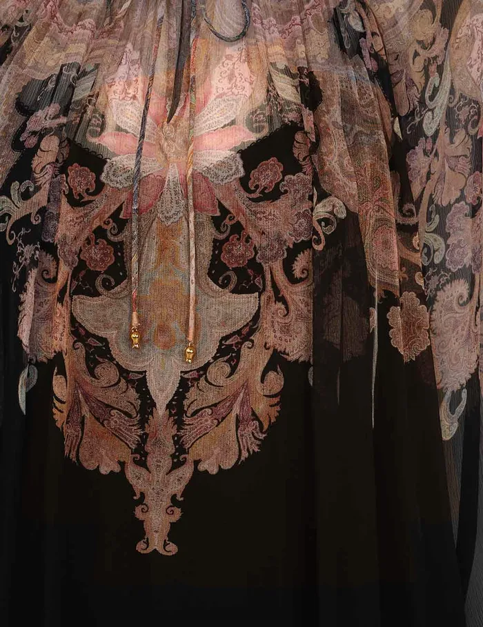 Women Zimmermann Clothing Illustration Billow Blouse Black Paisley