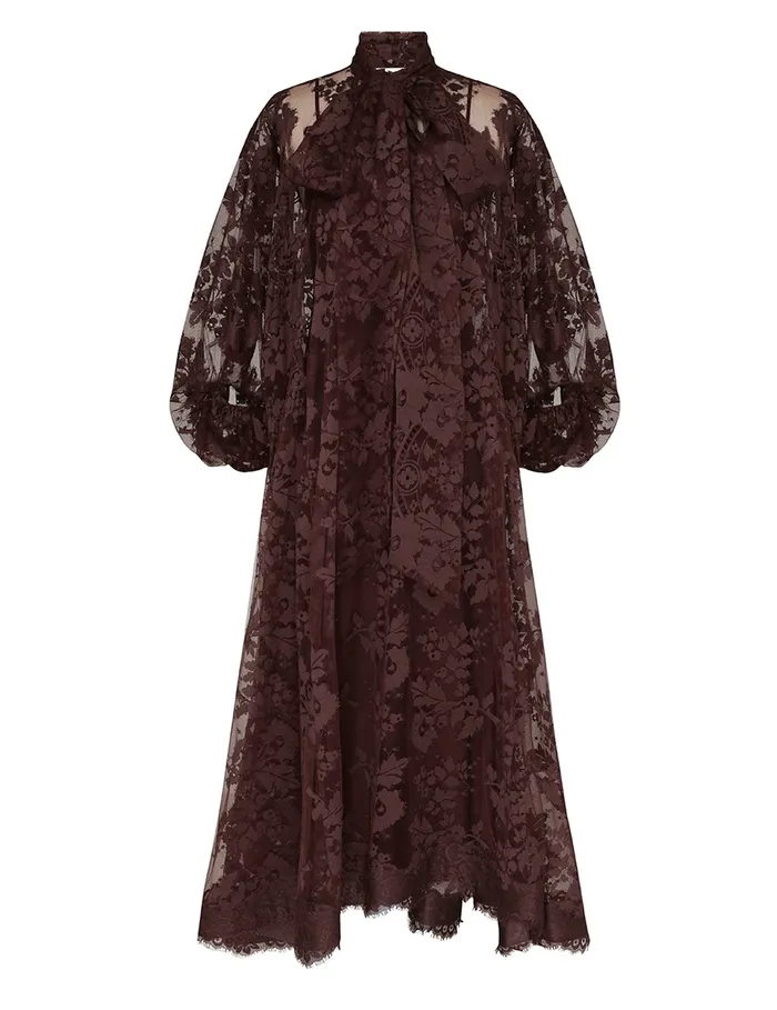 Women Zimmermann Clothing Illustration Lace Gown Mahogany