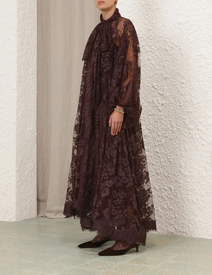 Women Zimmermann Clothing Illustration Lace Gown Mahogany