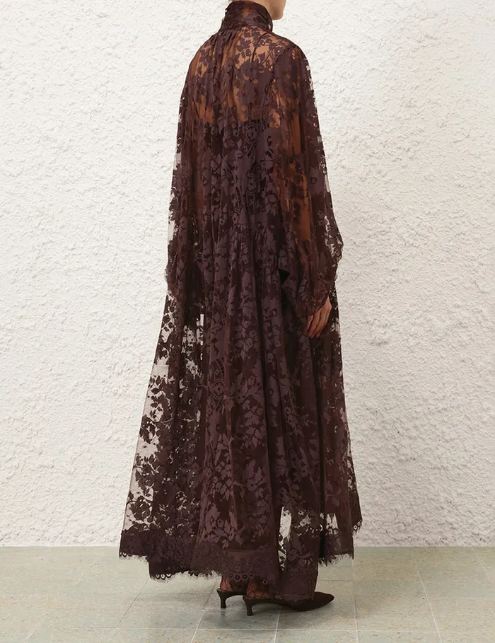 Women Zimmermann Clothing Illustration Lace Gown Mahogany