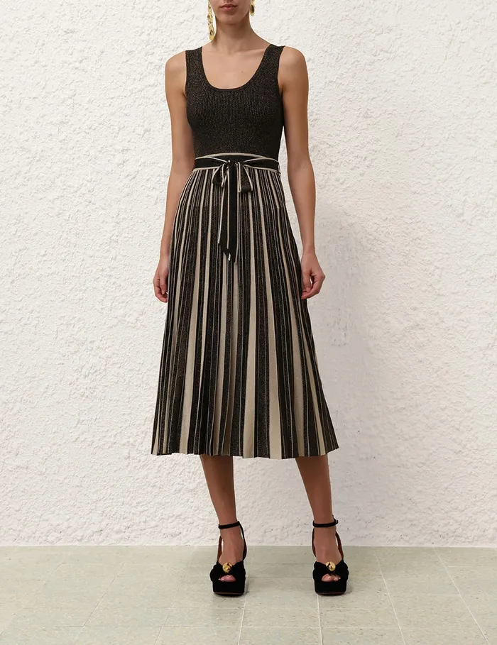 Women Zimmermann Clothing Illustration Metallic Midi Blackgold