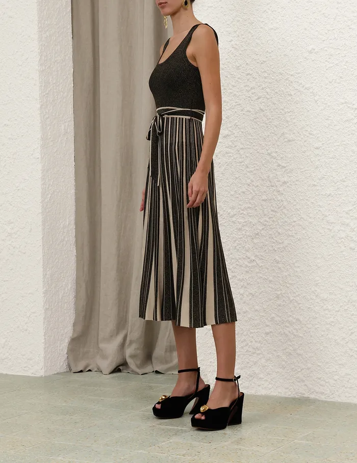 Women Zimmermann Clothing Illustration Metallic Midi Blackgold