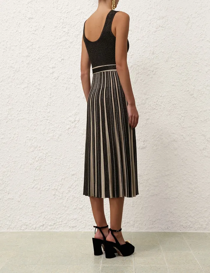 Women Zimmermann Clothing Illustration Metallic Midi Blackgold