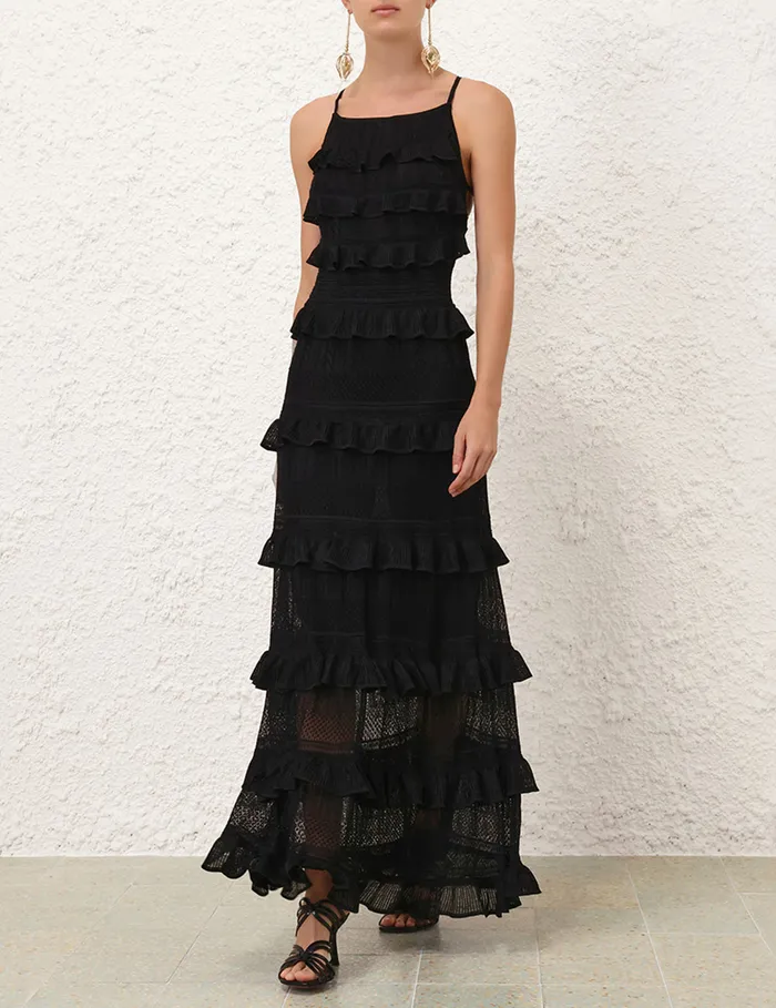 Women Zimmermann Clothing Illustration Open Back Dress Black