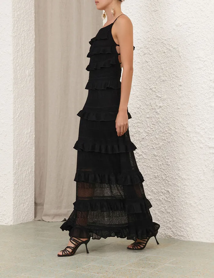 Women Zimmermann Clothing Illustration Open Back Dress Black