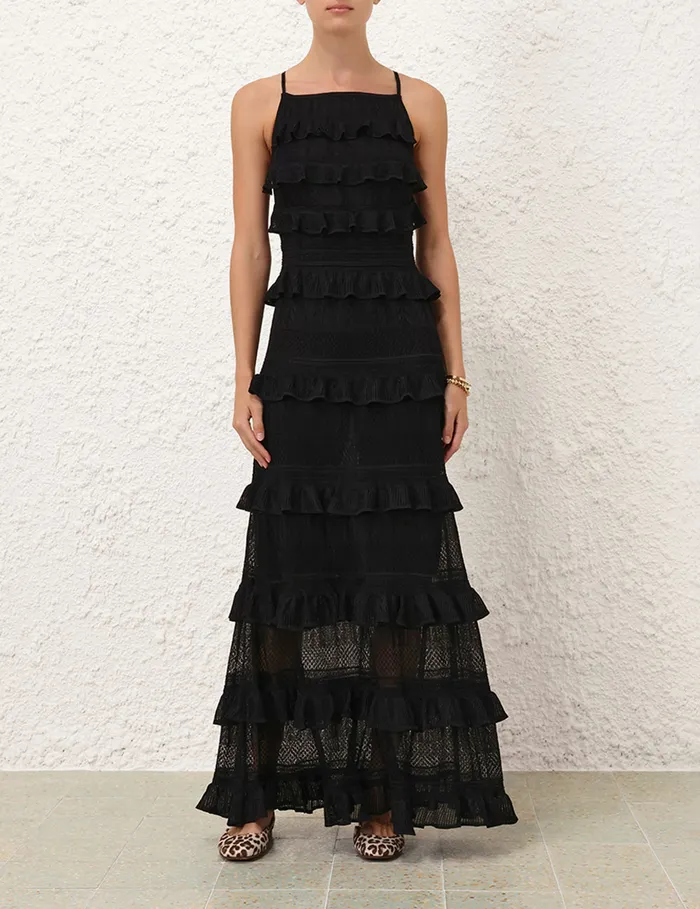 Women Zimmermann Clothing Illustration Open Back Dress Black