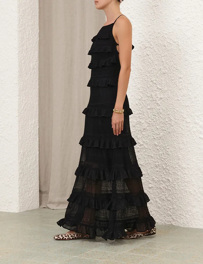 Women Zimmermann Clothing Illustration Open Back Dress Black