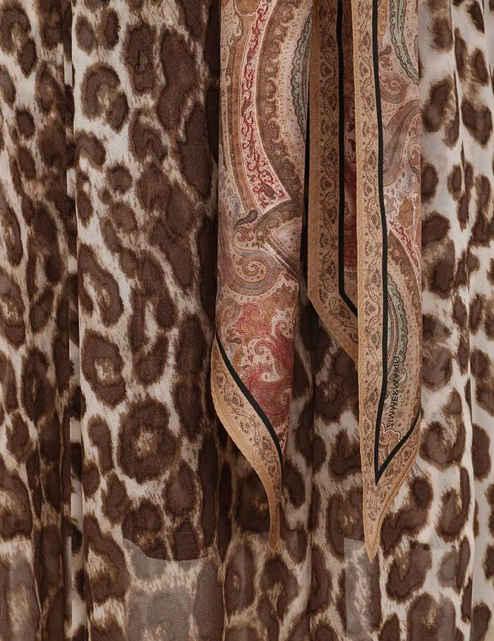 Women Zimmermann Clothing Illustration Sheath Dress Chocolate Leopard