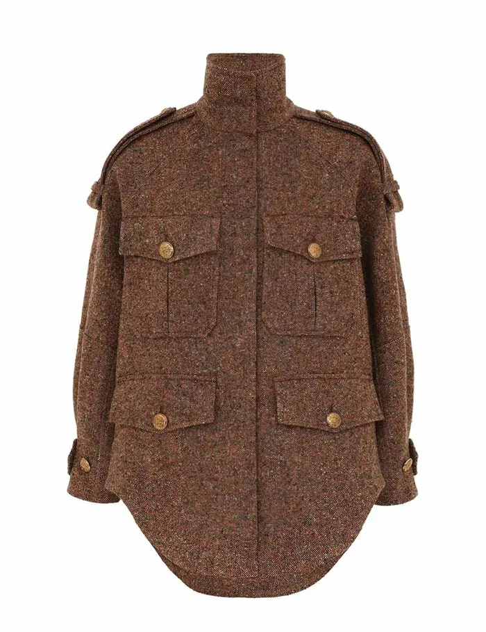 Women Zimmermann Clothing Illustration Tweed Jacket Brown Multi