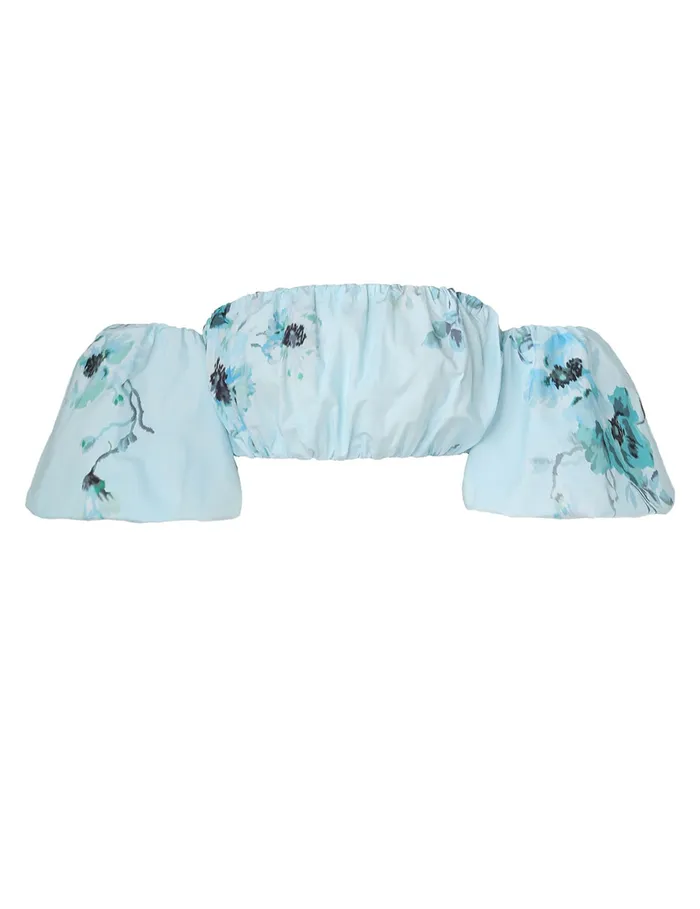 Women Zimmermann Clothing Lightburst Puff Sleeve Top Aqua Floral