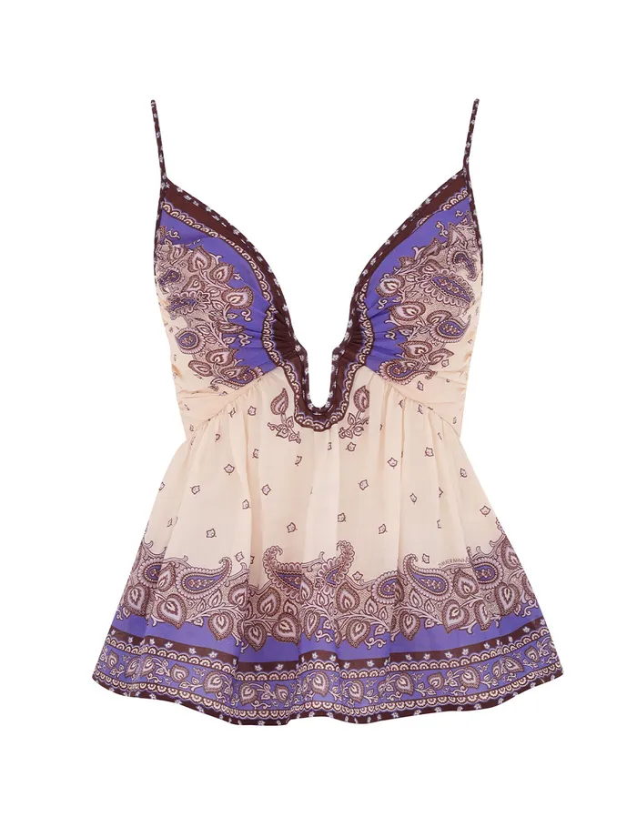 Women Zimmermann Clothing Maxine Plunge Cami Purple Paisley