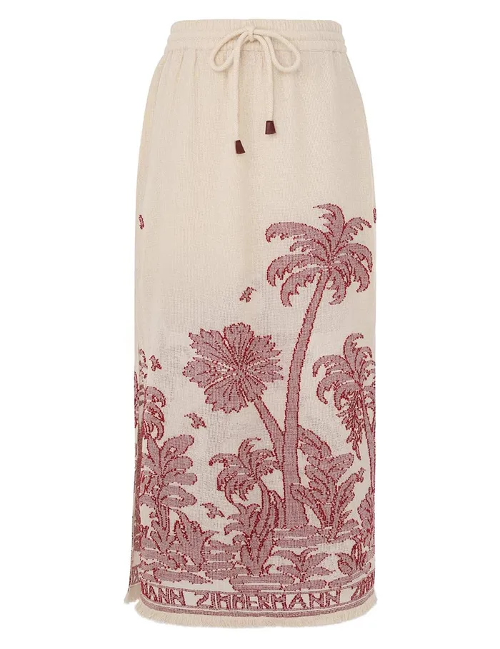 Women Zimmermann Clothing Ottie Palm Draw Waist Skirt Creamred