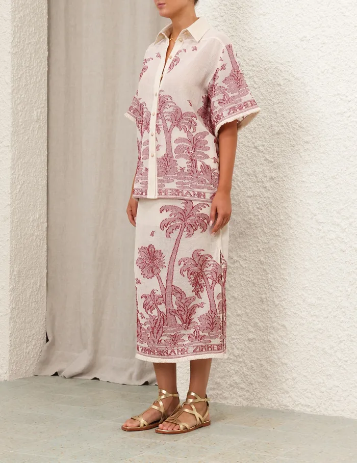 Women Zimmermann Clothing Ottie Palm Draw Waist Skirt Creamred