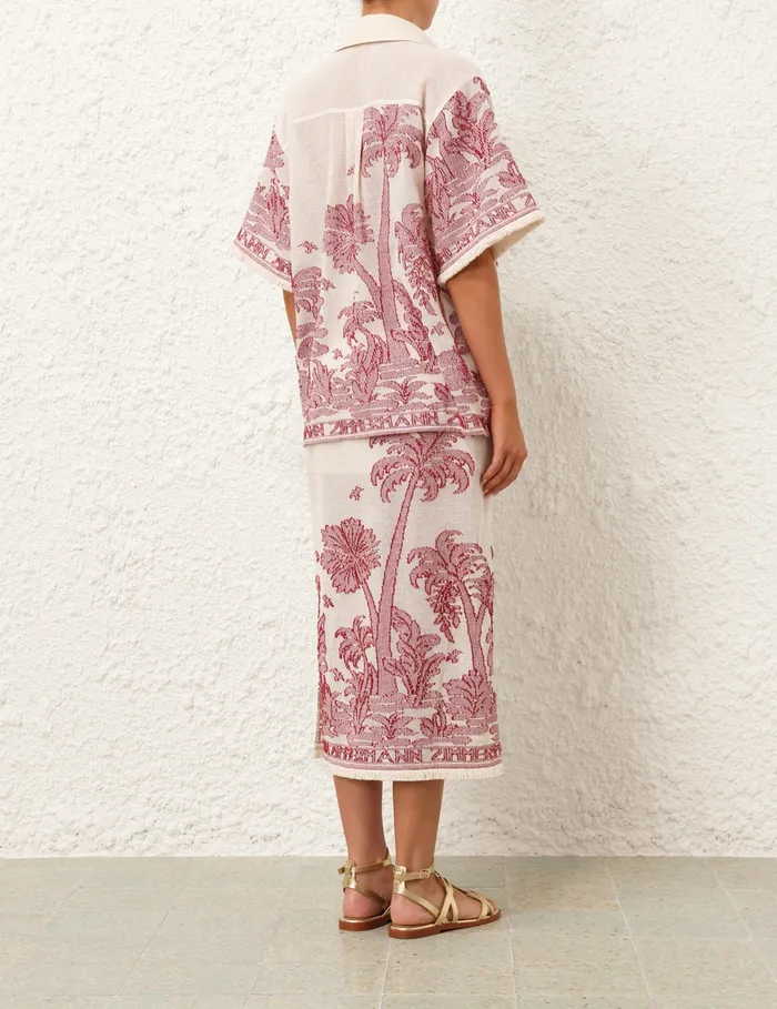 Women Zimmermann Clothing Ottie Palm Draw Waist Skirt Creamred