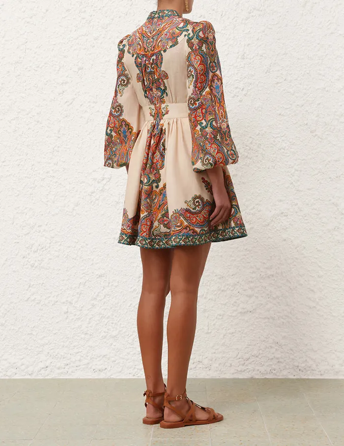 Women Zimmermann Clothing Ottie Plunge Mini Dress Multi Paisley