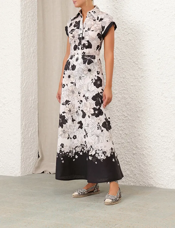 Women Zimmermann Clothing Pop Short Sleeve Shirt Ivoryblack Floral