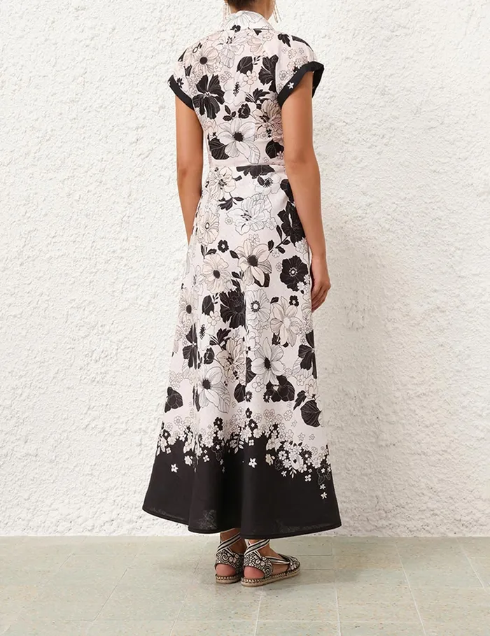 Women Zimmermann Clothing Pop Short Sleeve Shirt Ivoryblack Floral