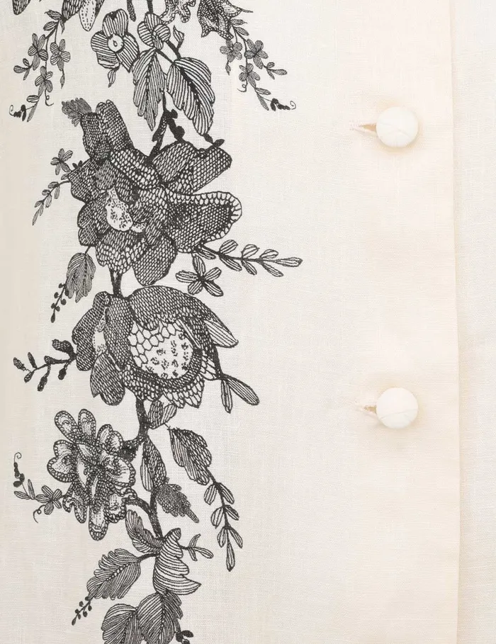 Women Zimmermann Clothing Short Sleeve Shirt Cream Floral
