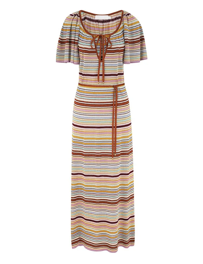 Women Zimmermann Clothing Tallow Metallic Stripe Dress Multi