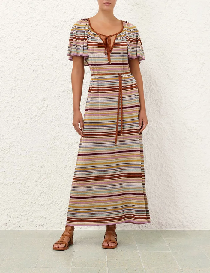 Women Zimmermann Clothing Tallow Metallic Stripe Dress Multi