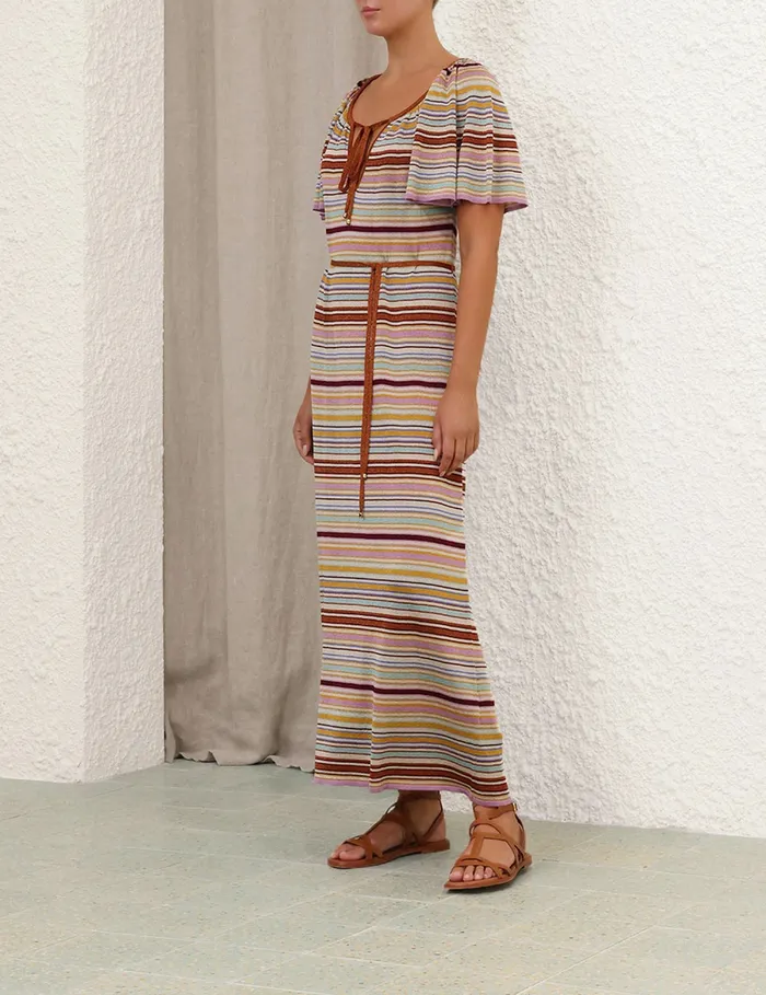 Women Zimmermann Clothing Tallow Metallic Stripe Dress Multi