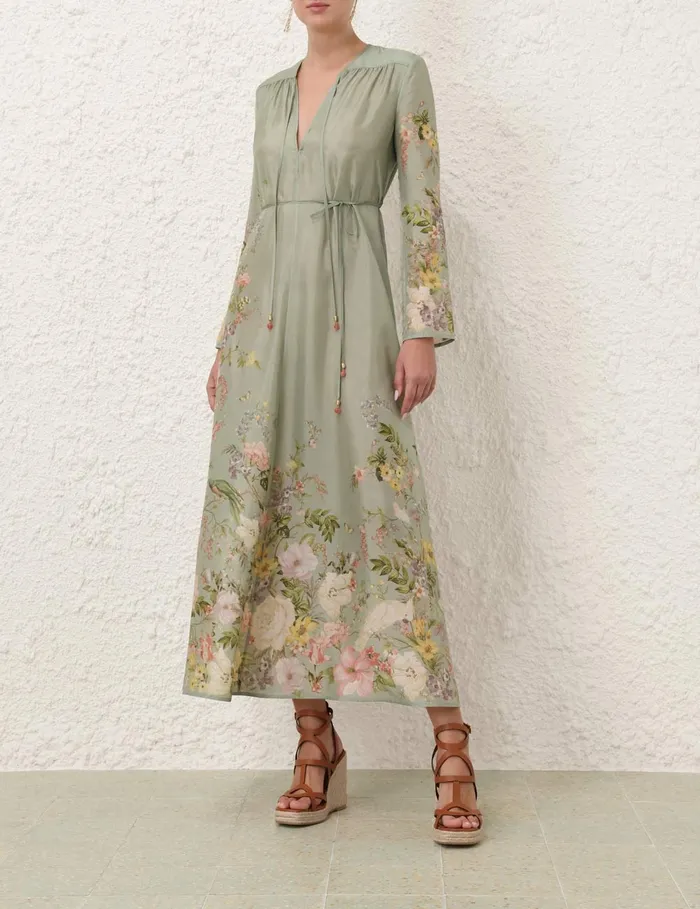 Women Zimmermann Clothing Waverly Billow Maxi Dress Sage Floral