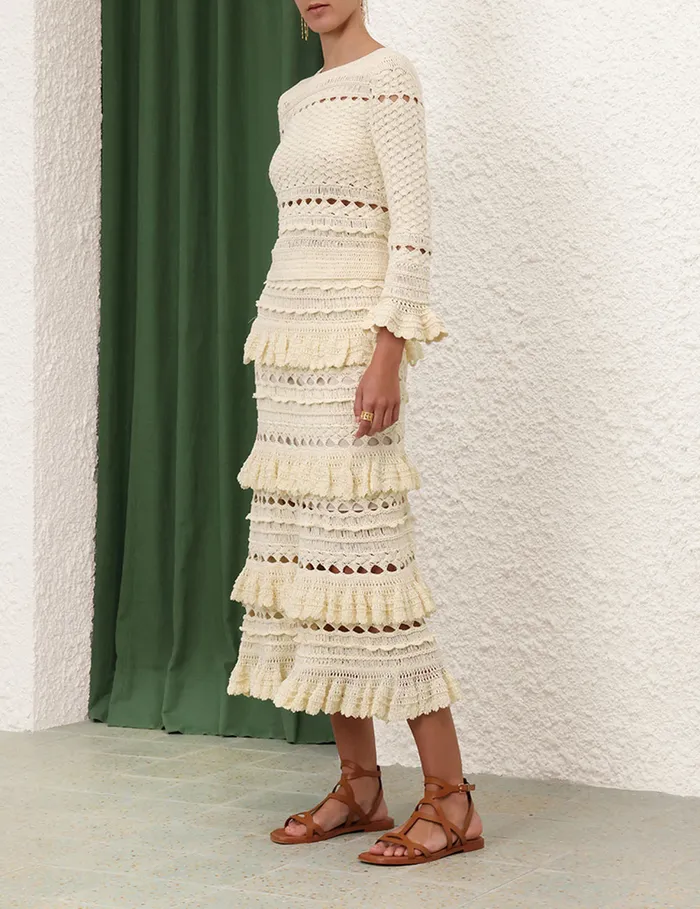 Women Zimmermann Clothing Waverly Crochet Crew Neck Top Cream