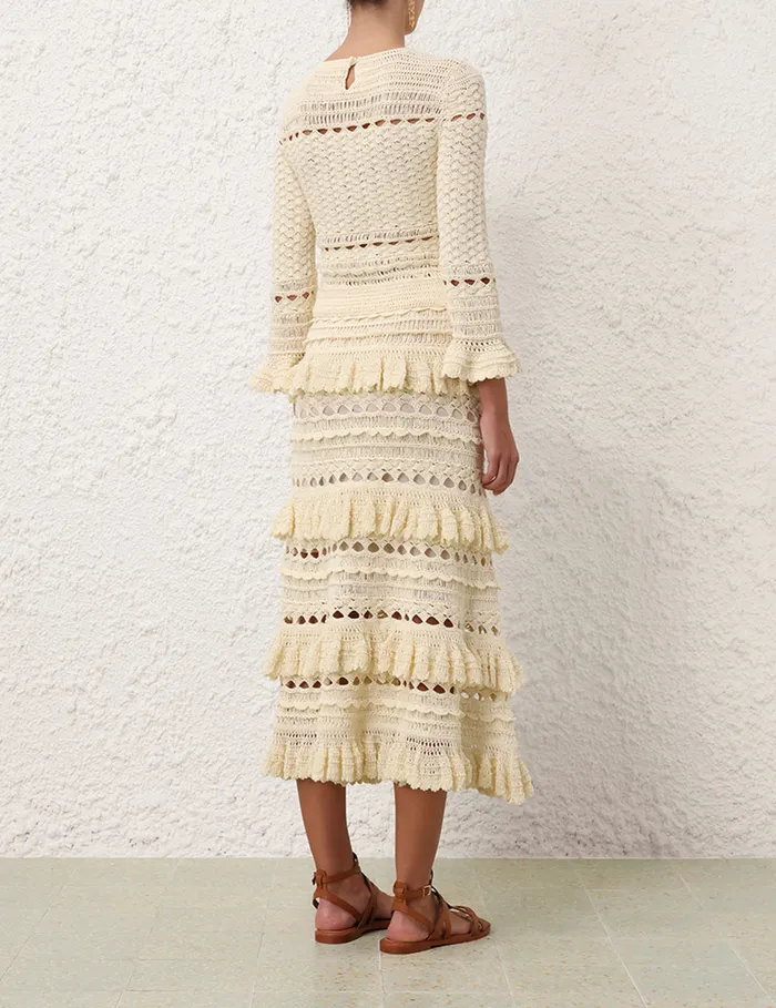 Women Zimmermann Clothing Waverly Crochet Crew Neck Top Cream