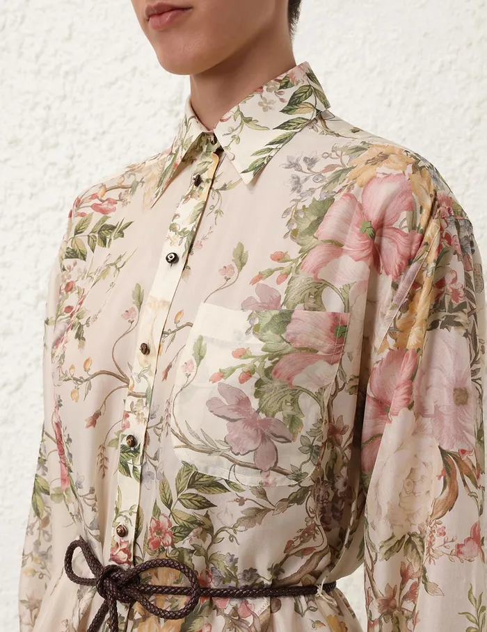 Women Zimmermann Clothing Waverly Shirt Playsuit Cream Floral