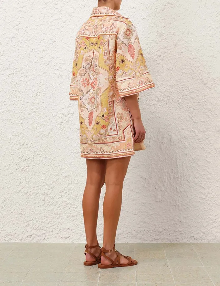 Women Zimmermann Clothing Wylie Tunic Dress Mustard Multi
