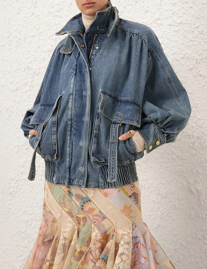 Women Zimmermann Denim Illustration Denim Jacket Neptune