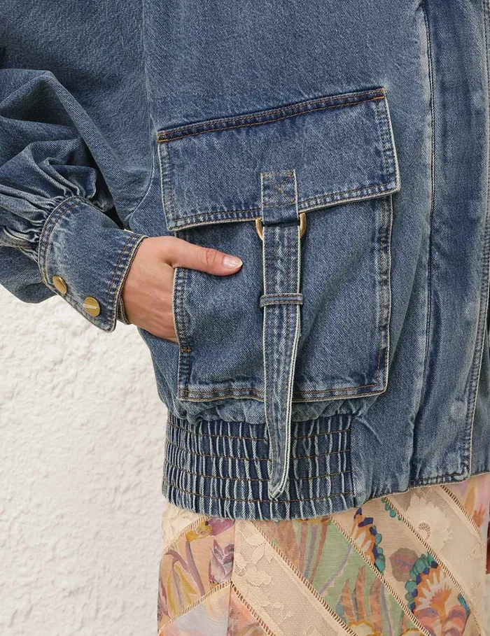 Women Zimmermann Denim Illustration Denim Jacket Neptune